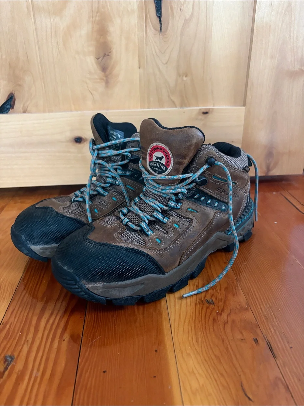 Irish Setter Brown and Black Women's Hiking Boots with Blue laces